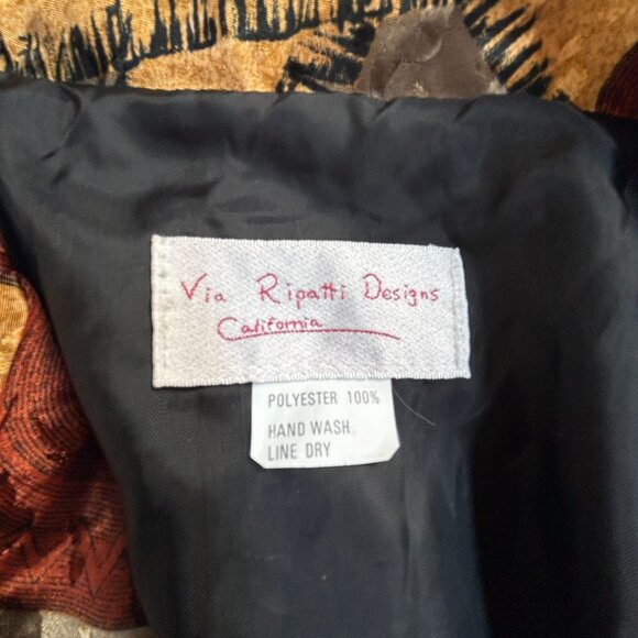 Vintage Via Ripatti Designs California Womens Abstract Pattern Blazer Jacket Red - Picture 4 of 8